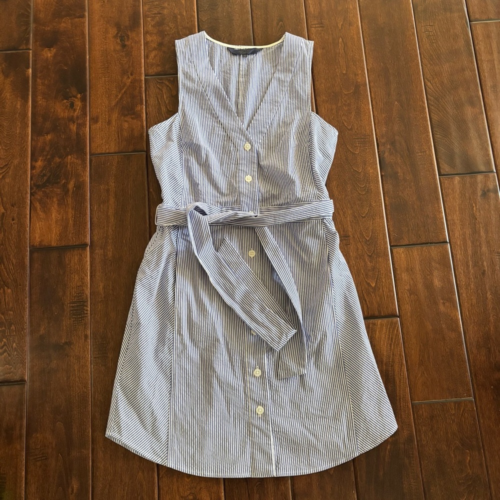 Seersucker Blue and White Dress